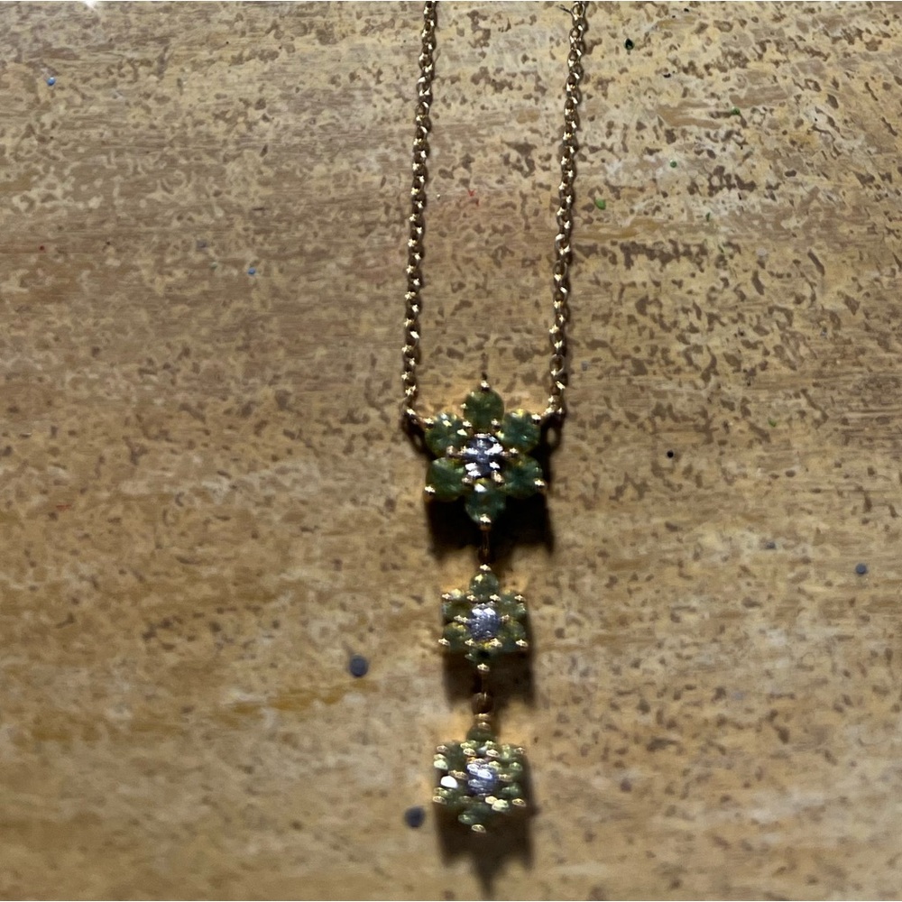 14 KT Yellow Gold with Peridots and Diamonds